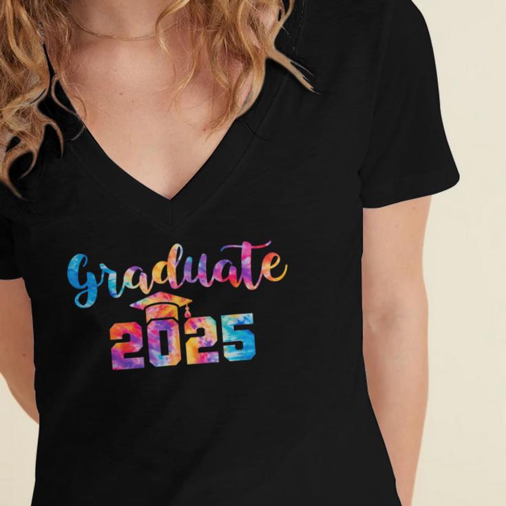 Graduate 2025 Tie Dye Graduation 2025 Class Of 2025 Senior Women's Jersey Short Sleeve Deep V-Neck Tshirt