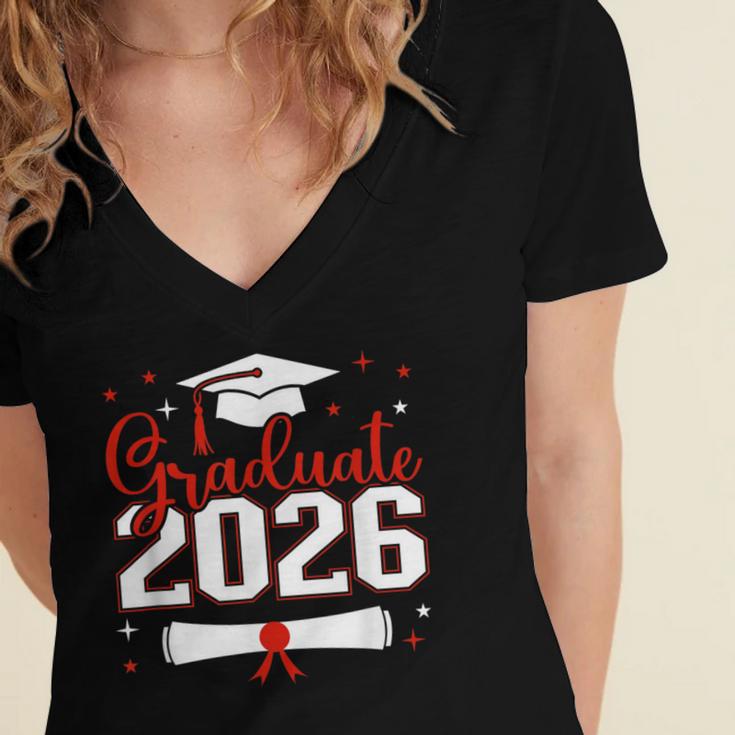 Graduate 2026 For Class Of 2026 Graduation Women's Jersey Short Sleeve Deep V-Neck Tshirt