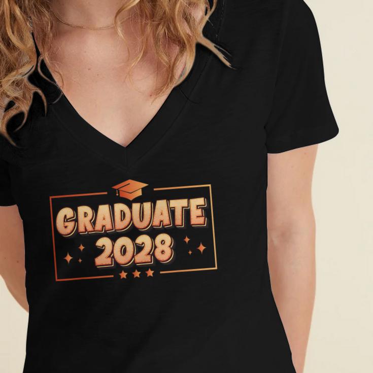 Graduate 2028 Class Of 2028 Senior Graduation Women's Jersey Short Sleeve Deep V-Neck Tshirt