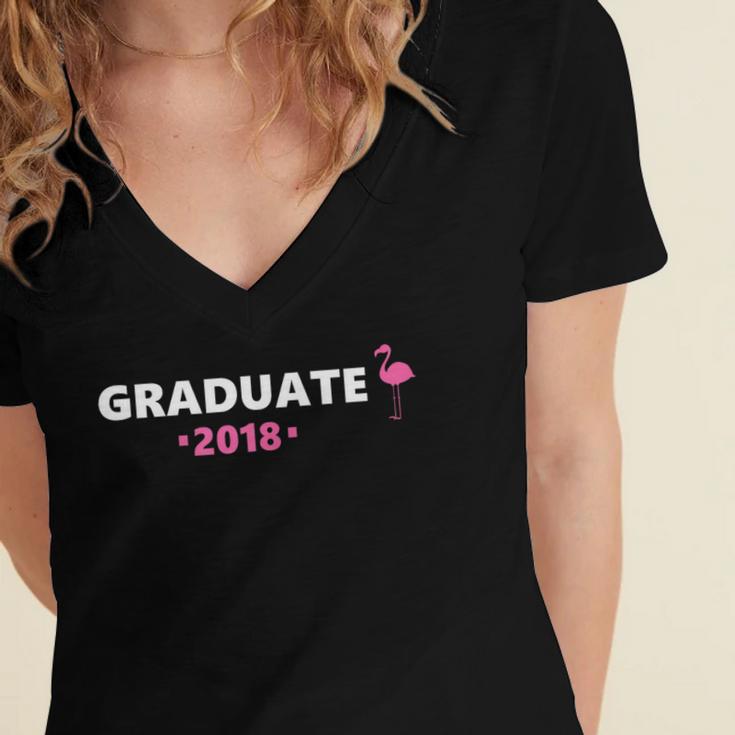 Graduate Flamingo 2018 Cute Graduation Women's Jersey Short Sleeve Deep V-Neck Tshirt