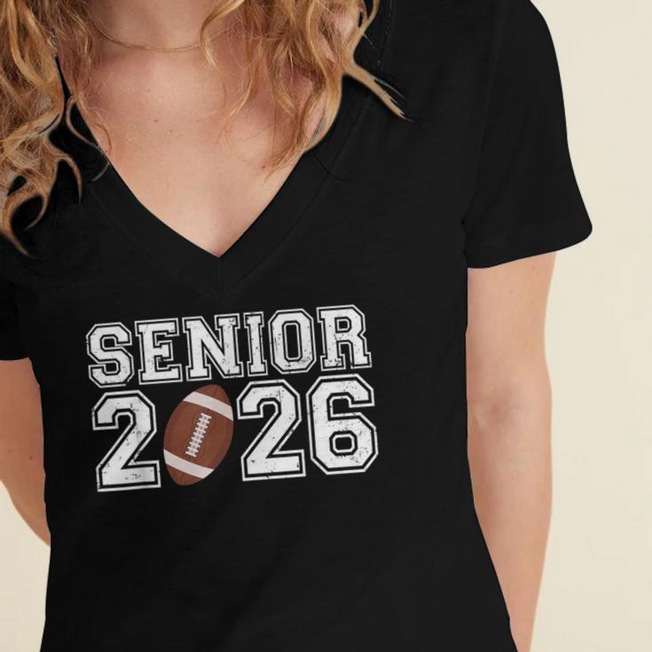 Graduate Senior Class Of 2026 Graduation American Football Women's Jersey Short Sleeve Deep V-Neck Tshirt