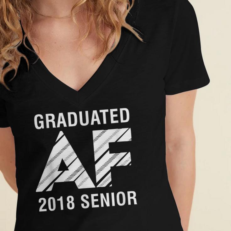 Graduated AF 2018 Senior Graduation Shirt Women's Jersey Short Sleeve Deep V-Neck Tshirt