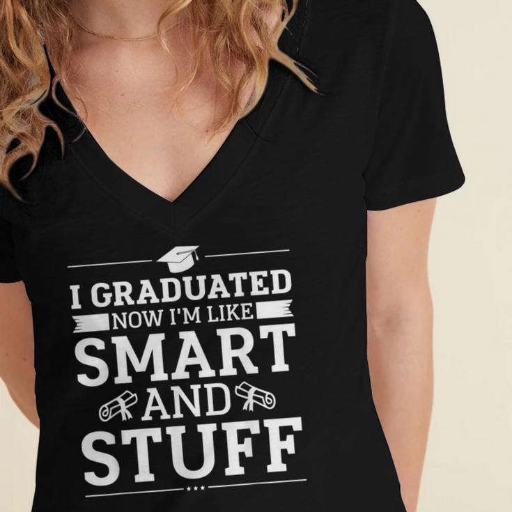 I Graduated College High School Graduation Senior Women's Jersey Short Sleeve Deep V-Neck Tshirt