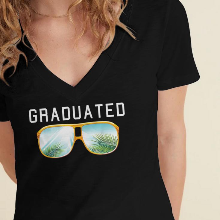 Graduated Graduation Tropical Sunglasses Women's Jersey Short Sleeve Deep V-Neck Tshirt