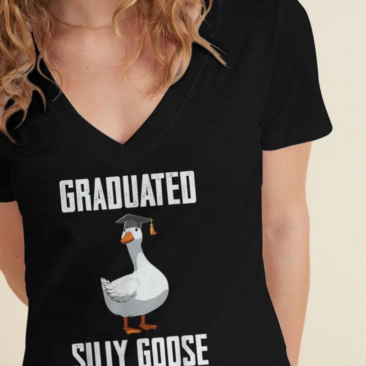 Graduated Silly Goose Student Graduation 2026 Grad Women's Jersey Short Sleeve Deep V-Neck Tshirt