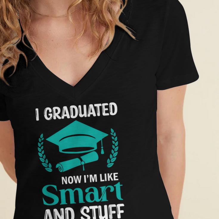 I Graduated Smart Graduation Student College University Women's Jersey Short Sleeve Deep V-Neck Tshirt