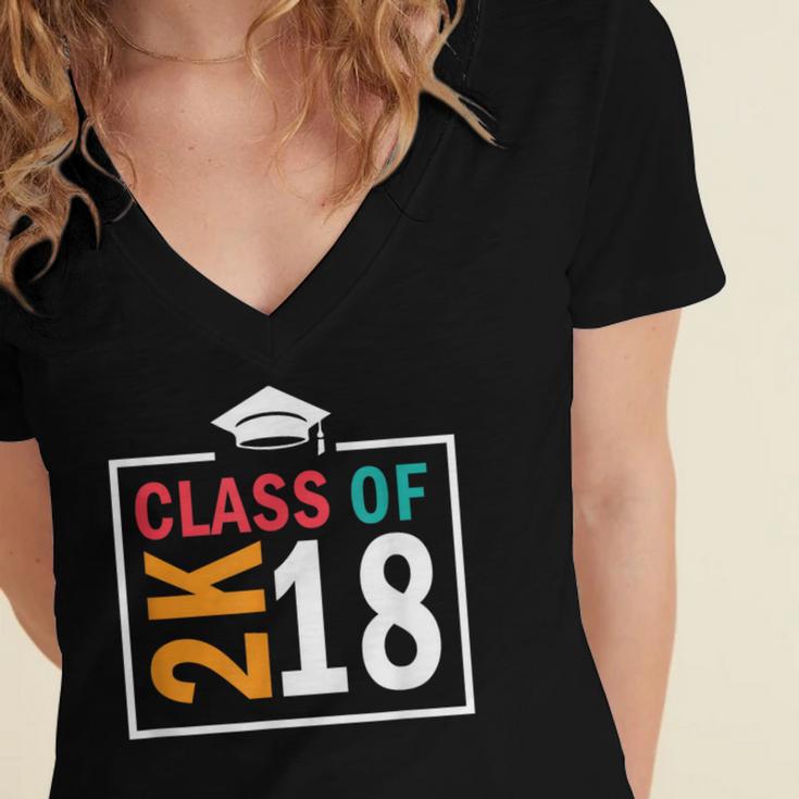 Graduation 2018 Class Of 2018 2K18 Tshirt Women's Jersey Short Sleeve Deep V-Neck Tshirt