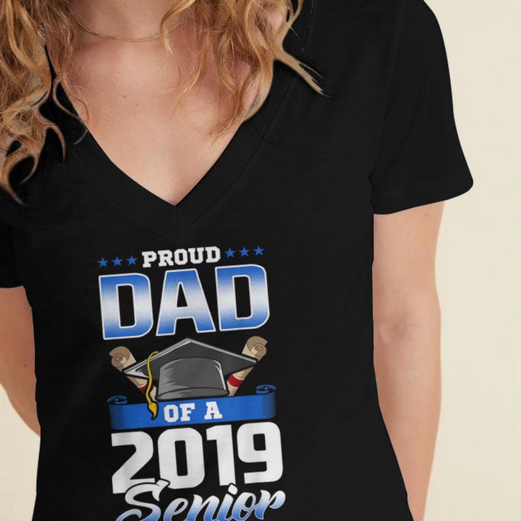 Graduation 2019 TShirt Proud Dad Of Senior Women's Jersey Short Sleeve Deep V-Neck Tshirt