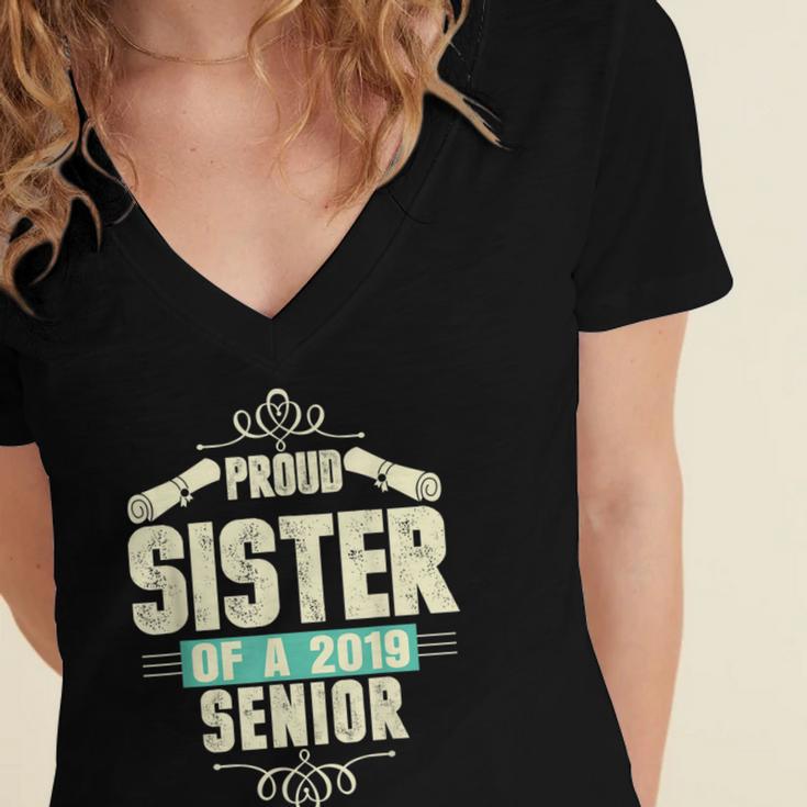 Graduation 2019 TShirt Proud Sister Of A Senior Women's Jersey Short Sleeve Deep V-Neck Tshirt