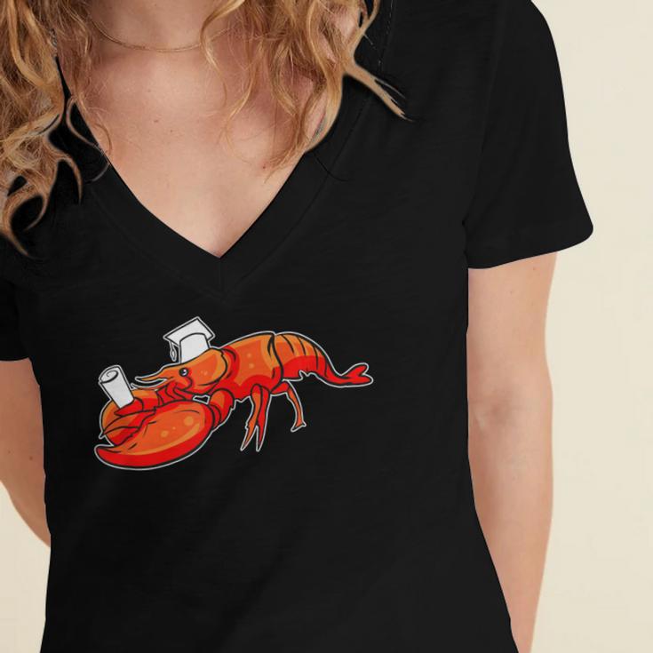 Graduation Bachelor Master Doctor PhD Study School Lobster Women's Jersey Short Sleeve Deep V-Neck Tshirt