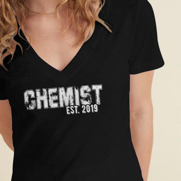 Graduation For Chemists Established 2019 Shirt Women's Jersey Short Sleeve Deep V-Neck Tshirt