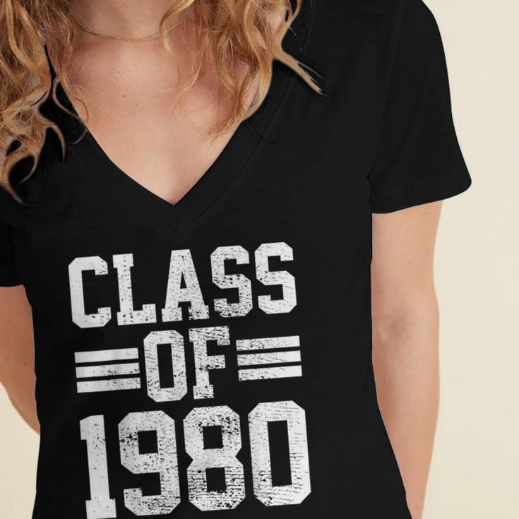 Graduation Class 1980 Women's Jersey Short Sleeve Deep V-Neck Tshirt