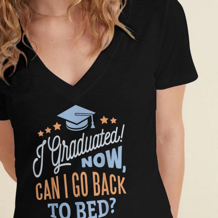 GRADUATION CLASS 2019 Now Back To Bed Senior Graduate Women's Jersey Short Sleeve Deep V-Neck Tshirt