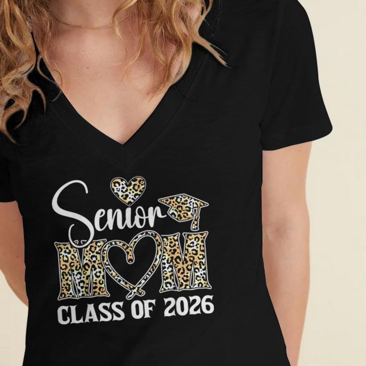 Graduation Class Of 2026 Senior Mom 2026 Women's Jersey Short Sleeve Deep V-Neck Tshirt