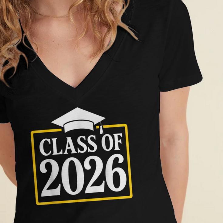 Graduation Class Of 2026 Senior 2026 Women's Jersey Short Sleeve Deep V-Neck Tshirt