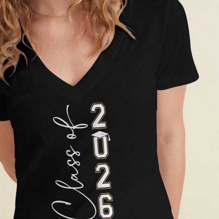 Graduation Class Of 2026 Women's Jersey Short Sleeve Deep V-Neck Tshirt