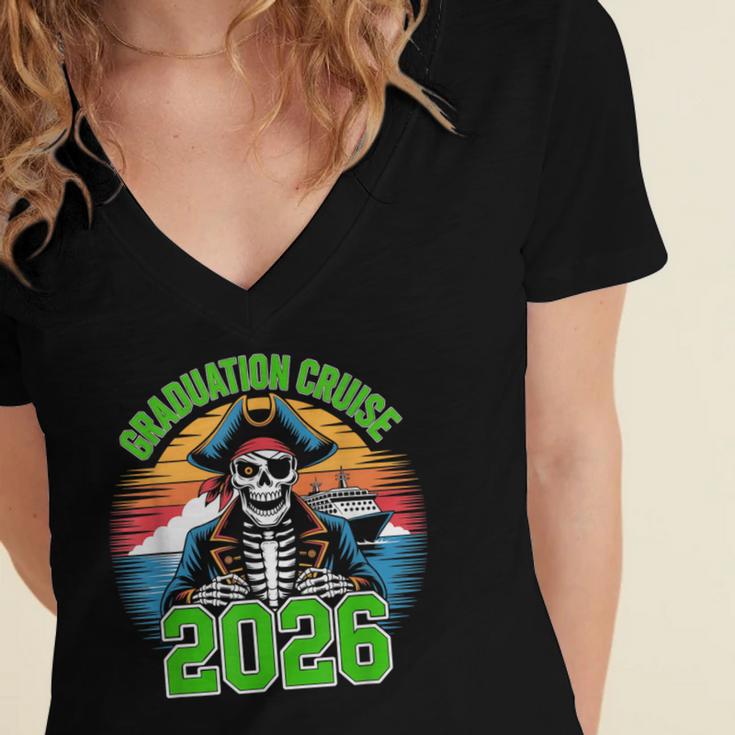 Graduation Cruise 2026 Group Pirate Matching Voyage Women's Jersey Short Sleeve Deep V-Neck Tshirt