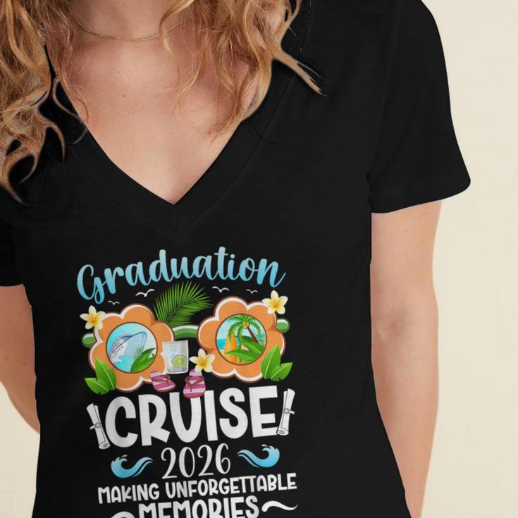 Graduation Cruise 2026 Making Memories Graduate Cruising Women's Jersey Short Sleeve Deep V-Neck Tshirt