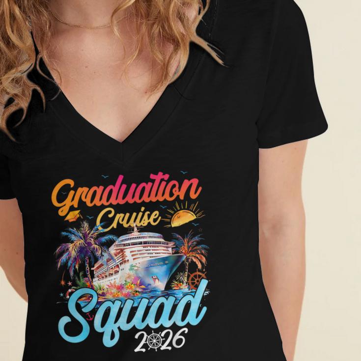 Graduation Cruise Squad 2026 Cruising Graduation Women's Jersey Short Sleeve Deep V-Neck Tshirt