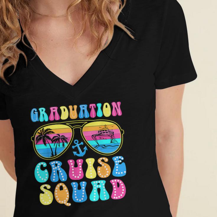 Graduation Cruise Squad Class Of 2025 Vacation Family Grad Women's Jersey Short Sleeve Deep V-Neck Tshirt