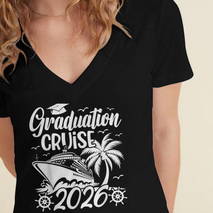 Graduation Cruise Trip 2026 Vacation Graduate Cruising Women's Jersey Short Sleeve Deep V-Neck Tshirt