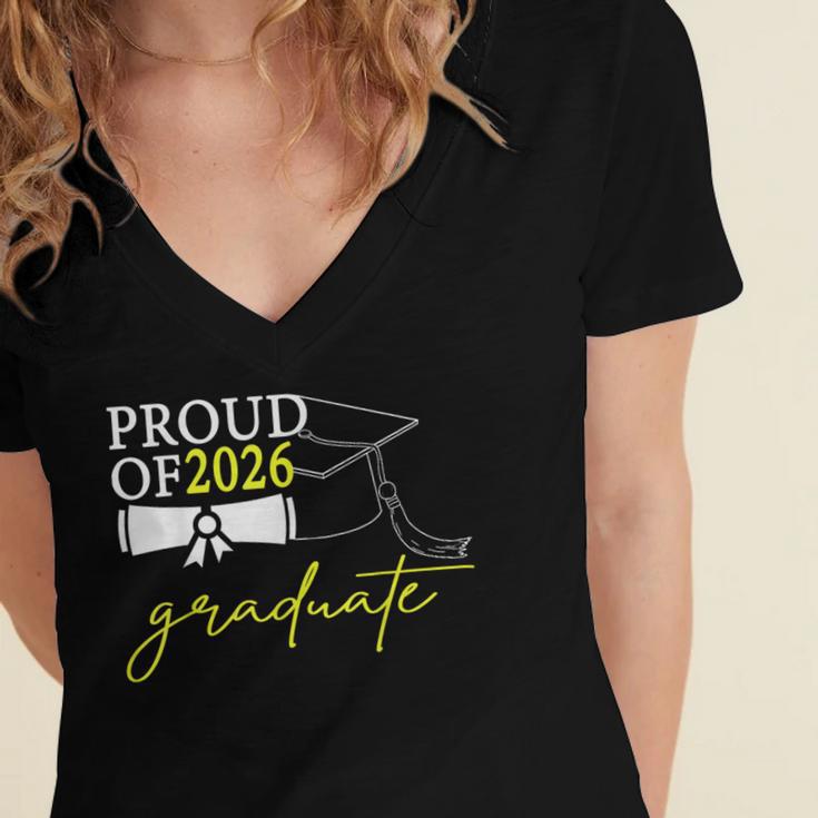 Graduation Decorations 2026 Proud Of 2026 Graduate Occaion Women's Jersey Short Sleeve Deep V-Neck Tshirt