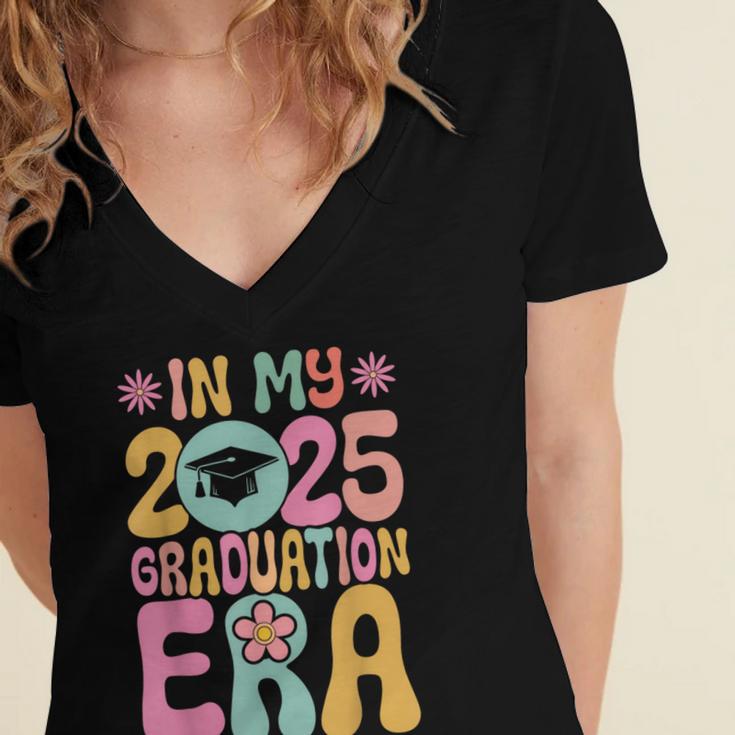 In My Graduation Era Class Of 2025 School Graduation Women's Jersey Short Sleeve Deep V-Neck Tshirt