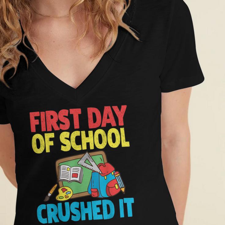 Graduation First Day Of School Crushed It Women's Jersey Short Sleeve Deep V-Neck Tshirt