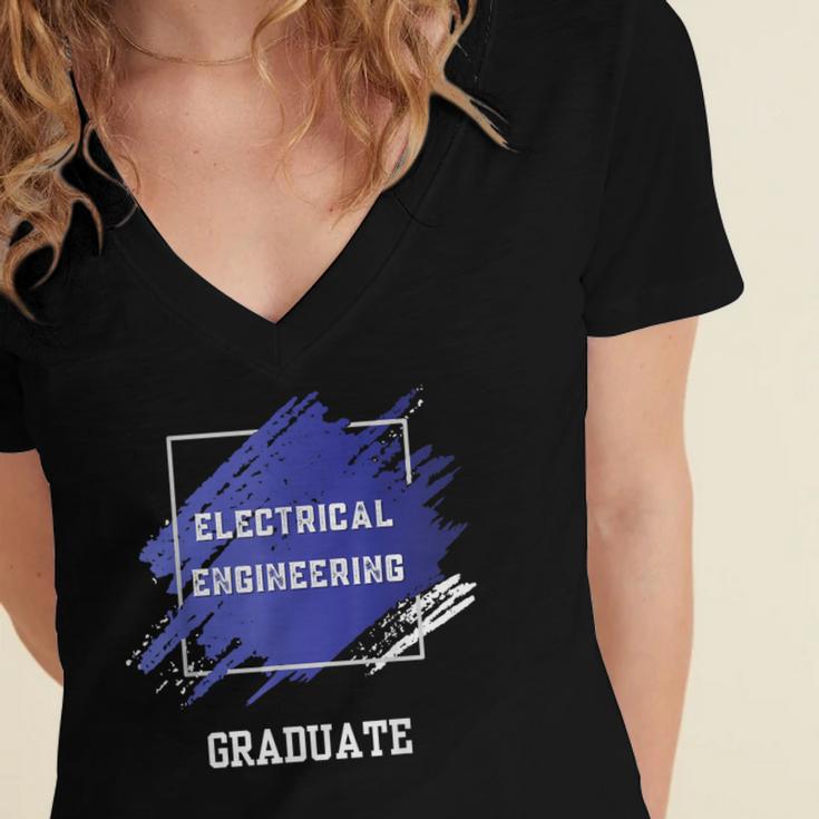 Graduation Graduated Electrical Engineering Degree Student Women's Jersey Short Sleeve Deep V-Neck Tshirt