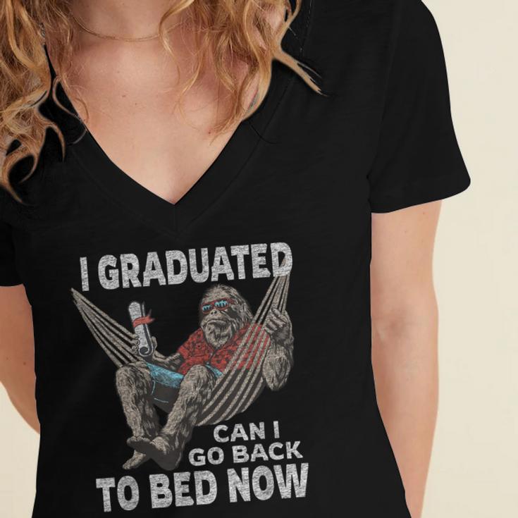 Graduation I Graduated Can I Go Back To Bed Now Women's Jersey Short Sleeve Deep V-Neck Tshirt