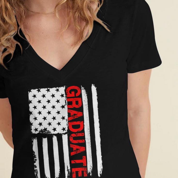 Graduation High School College Flag GraduateShirt 2018 Women's Jersey Short Sleeve Deep V-Neck Tshirt