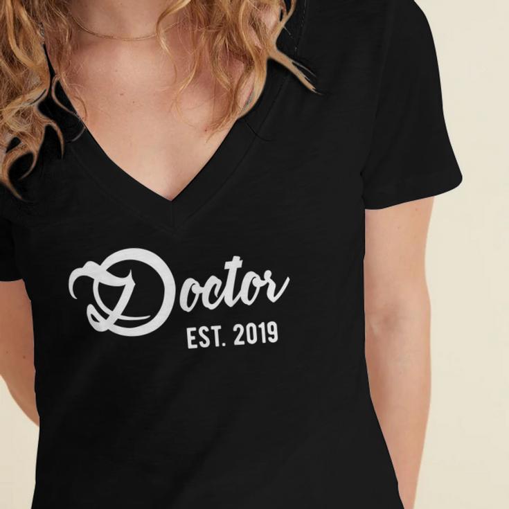 Graduation For New Doctors Est 2019 Women's Jersey Short Sleeve Deep V-Neck Tshirt