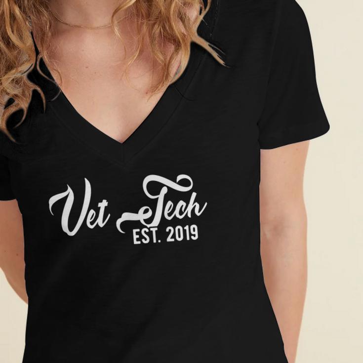 Graduation For New Vet Techs Established 2019 Women's Jersey Short Sleeve Deep V-Neck Tshirt