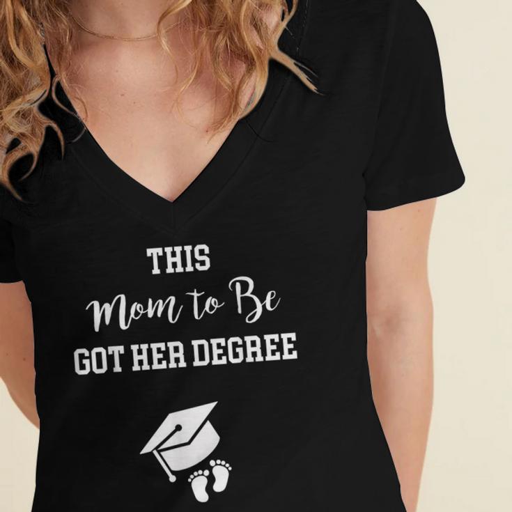 Graduation Pregnancy Announcement Shirt For Expectant Women Women's Jersey Short Sleeve Deep V-Neck Tshirt