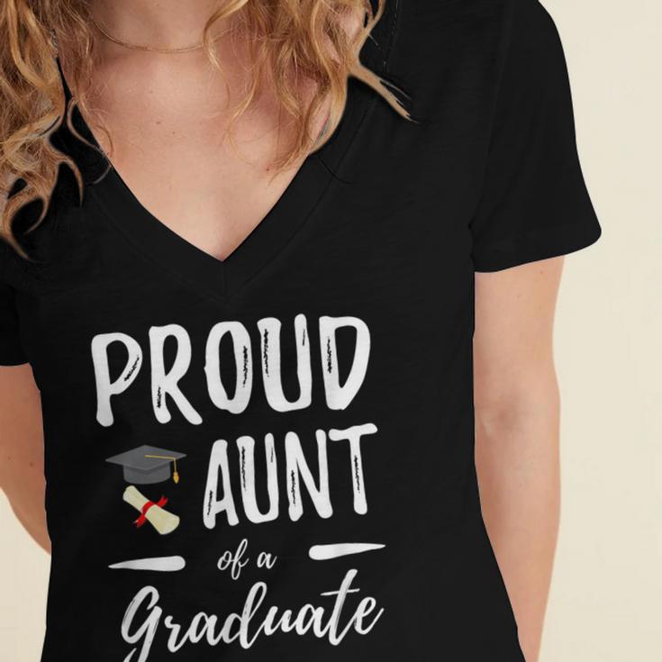 Graduation Shirt 2018 Proud Aunt Of a Graduate Women's Jersey Short Sleeve Deep V-Neck Tshirt