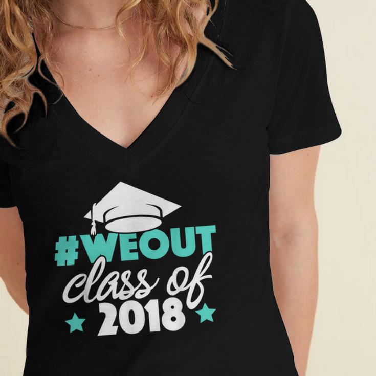 Graduation Shirt We Out Class Of 2018 Graduation Tee Women's Jersey Short Sleeve Deep V-Neck Tshirt