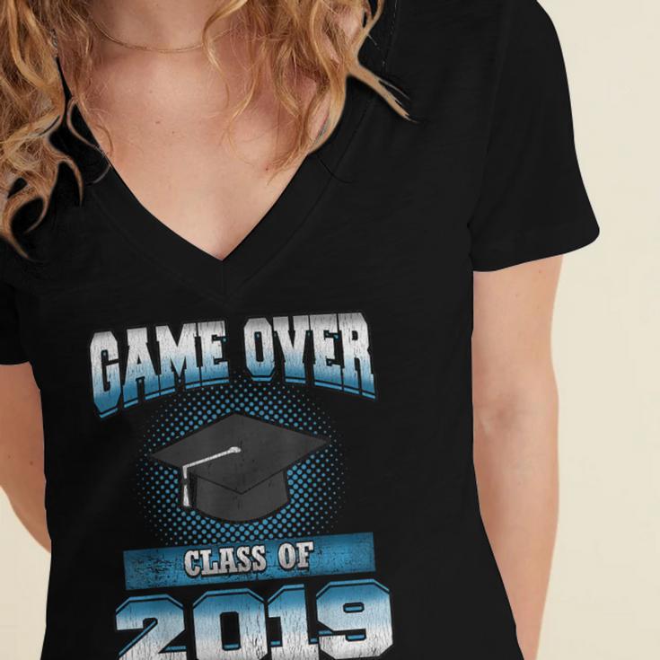 Graduation Shirt Class Of 2019 High School College Women's Jersey Short Sleeve Deep V-Neck Tshirt