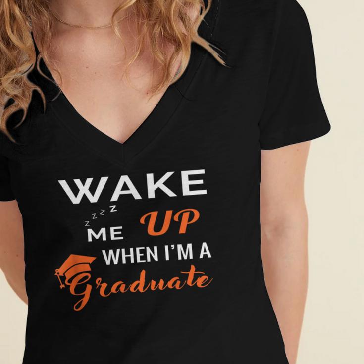 Graduation Shirt High School And College For Sleepy Graduate Women's Jersey Short Sleeve Deep V-Neck Tshirt