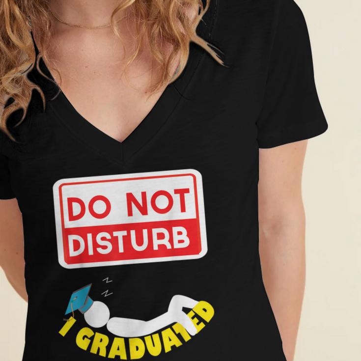 Graduation Shirt High School And College Sleepy Graduates Women's Jersey Short Sleeve Deep V-Neck Tshirt