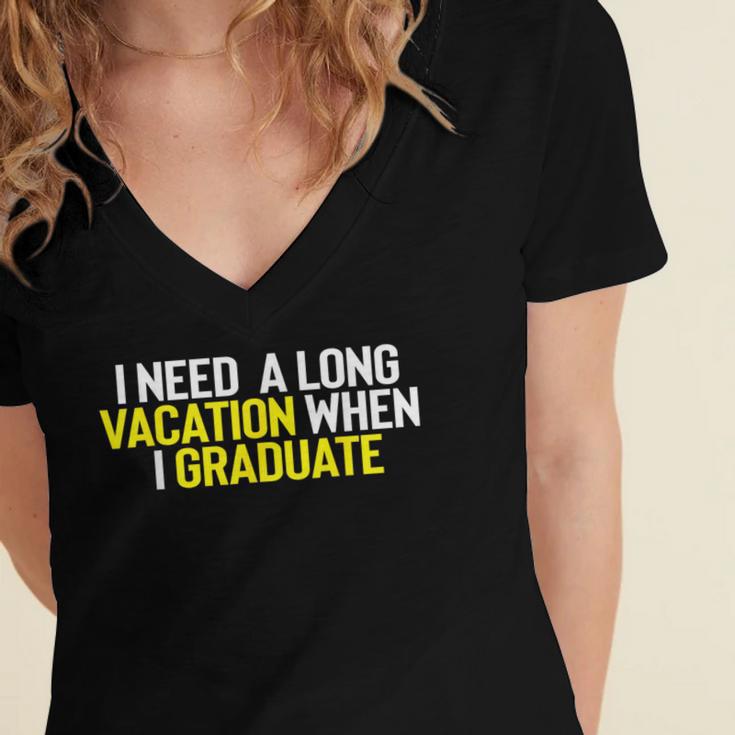 Graduation Student Grad School Class Senior Cute Women's Jersey Short Sleeve Deep V-Neck Tshirt
