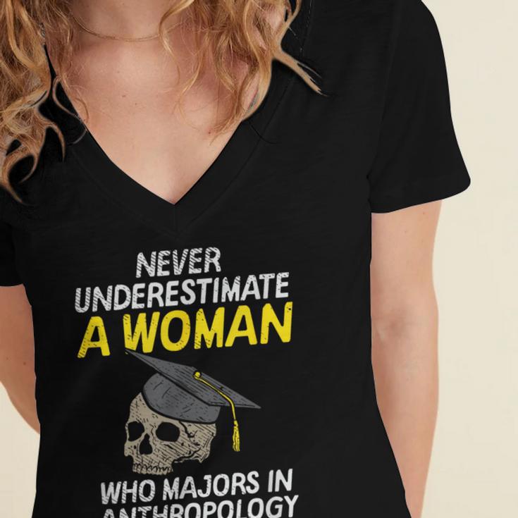 Graduation Student Who Majors In Anthropology Women's Jersey Short Sleeve Deep V-Neck Tshirt