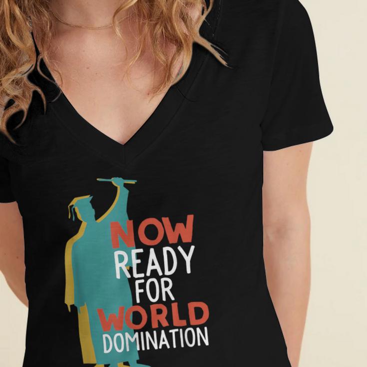 Graduation T-Shirt For College n High School Grad Women's Jersey Short Sleeve Deep V-Neck Tshirt