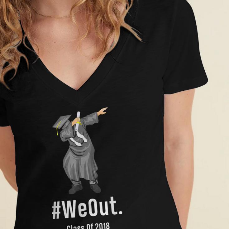 Graduation T-Shirt Dabbing Graduation We Out Class Of 2018 Women's Jersey Short Sleeve Deep V-Neck Tshirt