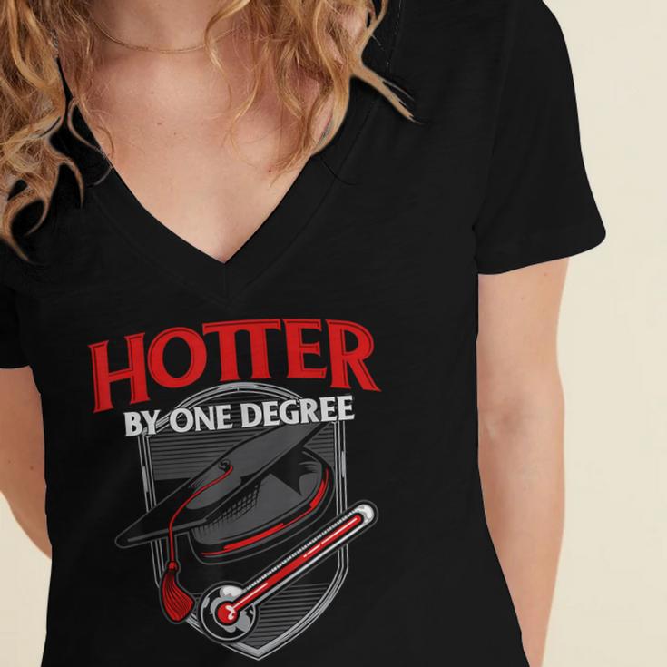 GraduationShirt Hotter By One Degree Women's Jersey Short Sleeve Deep V-Neck Tshirt