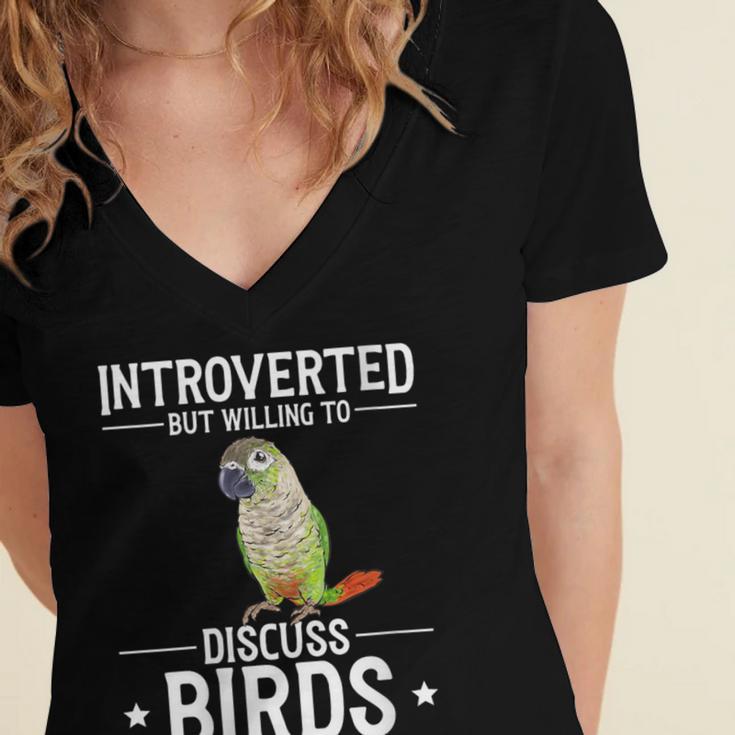 Green Cheek Conure Introvert Parrot Bird Conure Women's Jersey Short Sleeve Deep V-Neck Tshirt