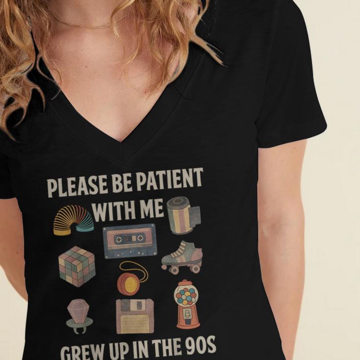 Grew Up In The 90s Retro Nostalgia Women's Jersey Short Sleeve Deep V-Neck Tshirt Grew Up In The 90s Retro Nostalgia Women's Jersey Short Sleeve Deep V-Neck Tshirt