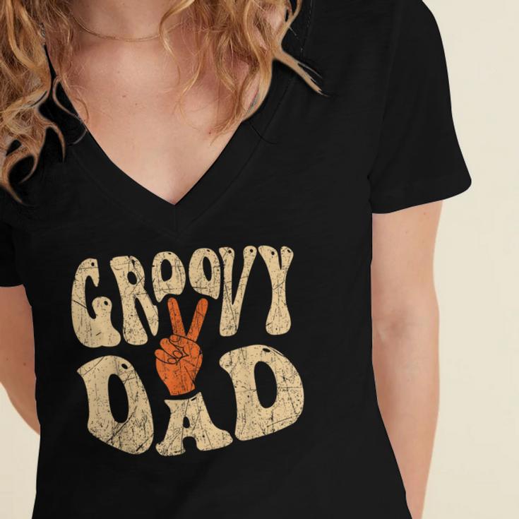 Groovy Dad 70s Aesthetic Nostalgia 1970's Retro Dad Women's Jersey Short Sleeve Deep V-Neck Tshirt Groovy Dad 70s Aesthetic Nostalgia 1970's Retro Dad Women's Jersey Short Sleeve Deep V-Neck Tshirt