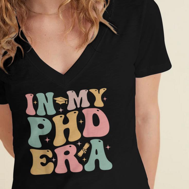 Groovy In My Phd Era Doctorate Graduation Women's Jersey Short Sleeve Deep V-Neck Tshirt