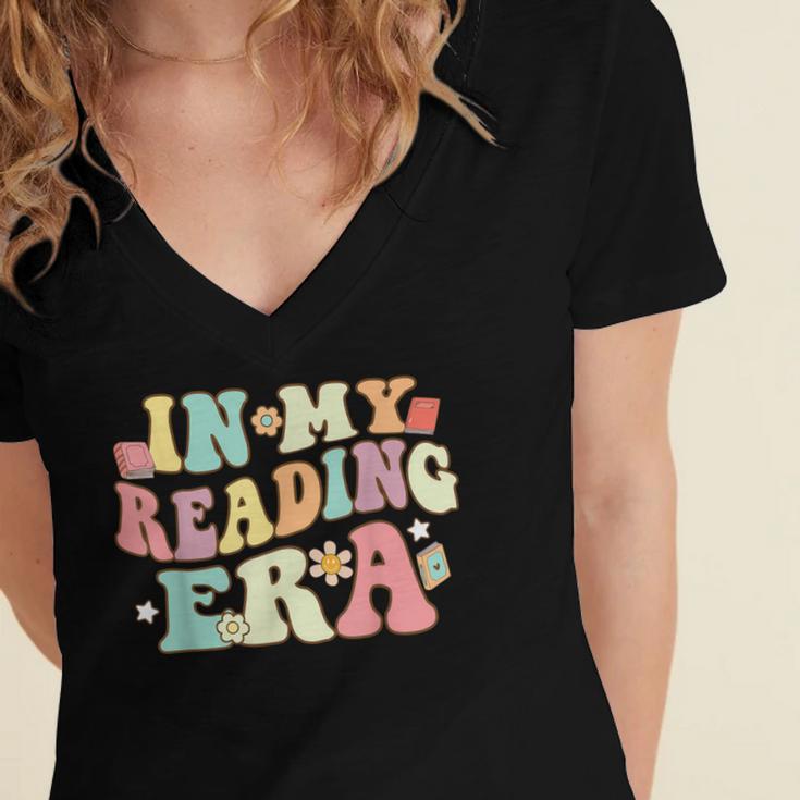 Groovy In My Reading Era Read Book Reader Reading Women's Jersey Short Sleeve Deep V-Neck Tshirt Groovy In My Reading Era Read Book Reader Reading Women's Jersey Short Sleeve Deep V-Neck Tshirt