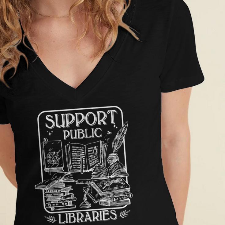 Groovy Support Your Local Library Book Reader Lover Bookworm Women's Jersey Short Sleeve Deep V-Neck Tshirt Groovy Support Your Local Library Book Reader Lover Bookworm Women's Jersey Short Sleeve Deep V-Neck Tshirt